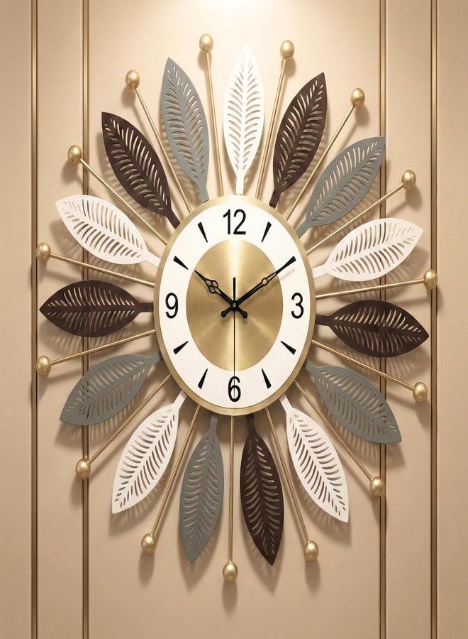 RIOH Luxury Metal Wall Clock for Living Room - Modern Large Designer Wall Art Clock, Golden Finish, Silent Sweep Movement, Decorative Big Wall Clock for Home, Office & Hallway (WH-1) ((WH-12)) - Image 1